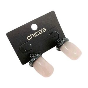 Chico's Fashion Jewelry Donna Drop Earrings Blush Pink Gunmetal NEW NWT msrp $25